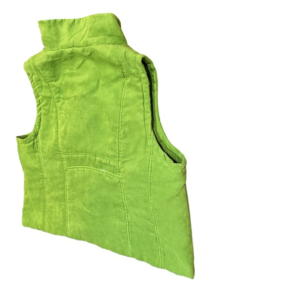 Relativity Bright Green Faux Suede Vest W/ Brass Colored Snaps & Zipper (XL) - Picture 8 of 12